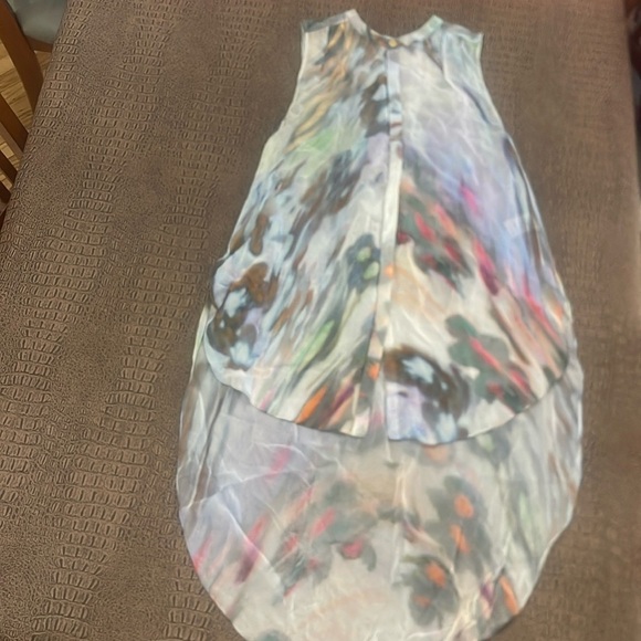 Leifsdottir sheer water color print sleeveless blouse size 2 - Picture 1 of 7